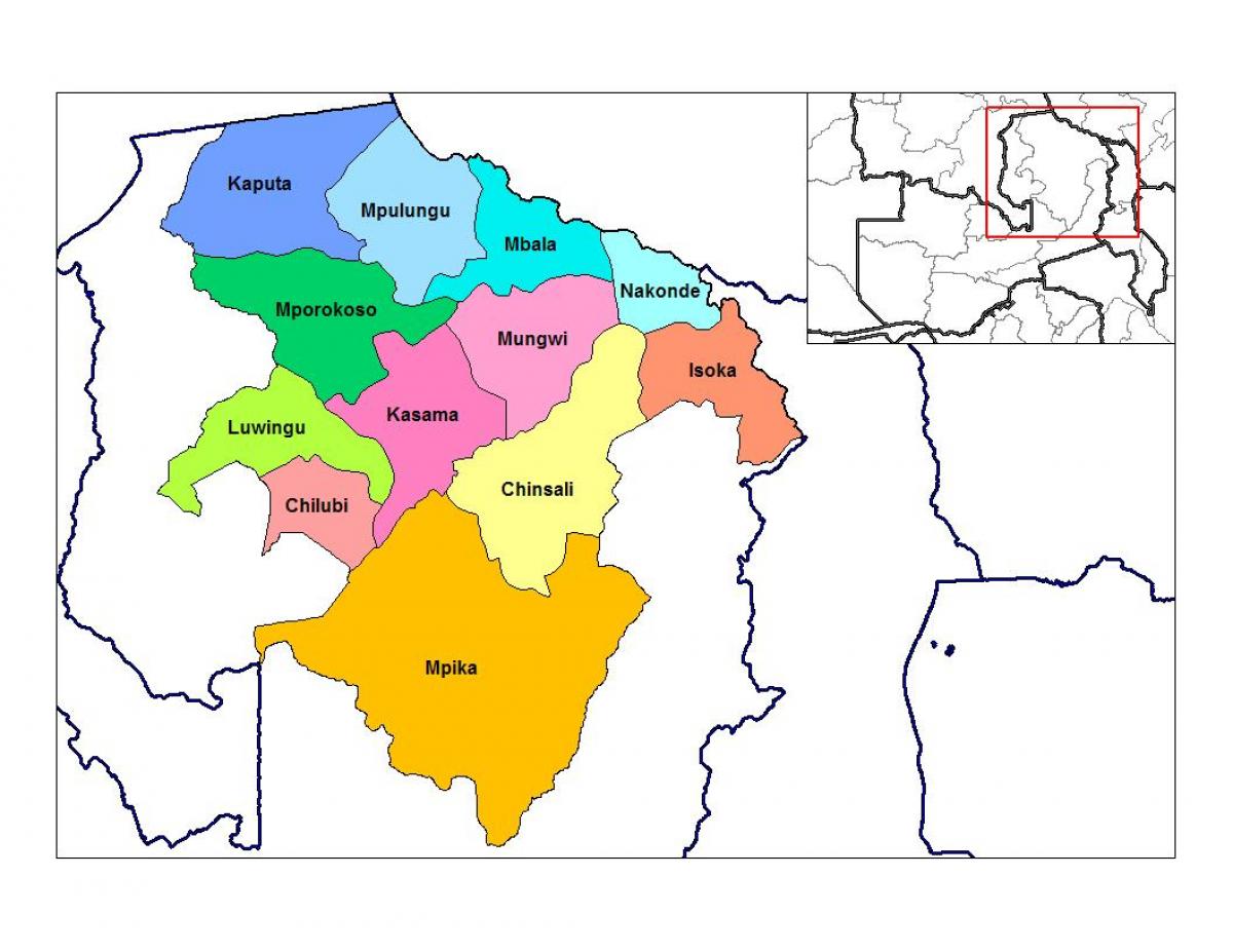 Kuzey Eyaleti Zambiya haritası 