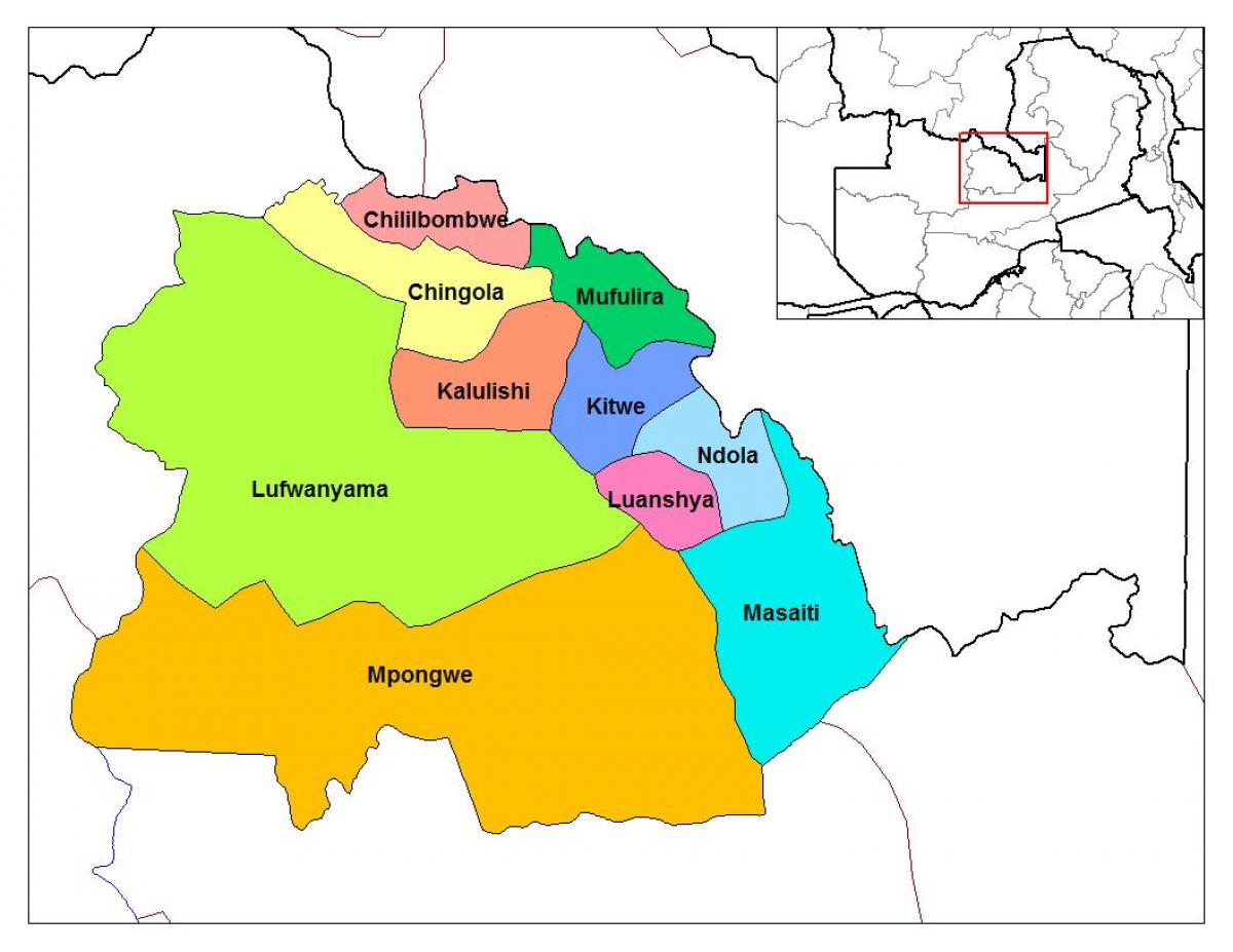copperbelt province Zambiya haritası 
