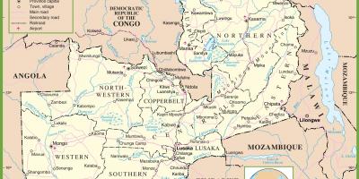 Siyasi Zambiya haritası 