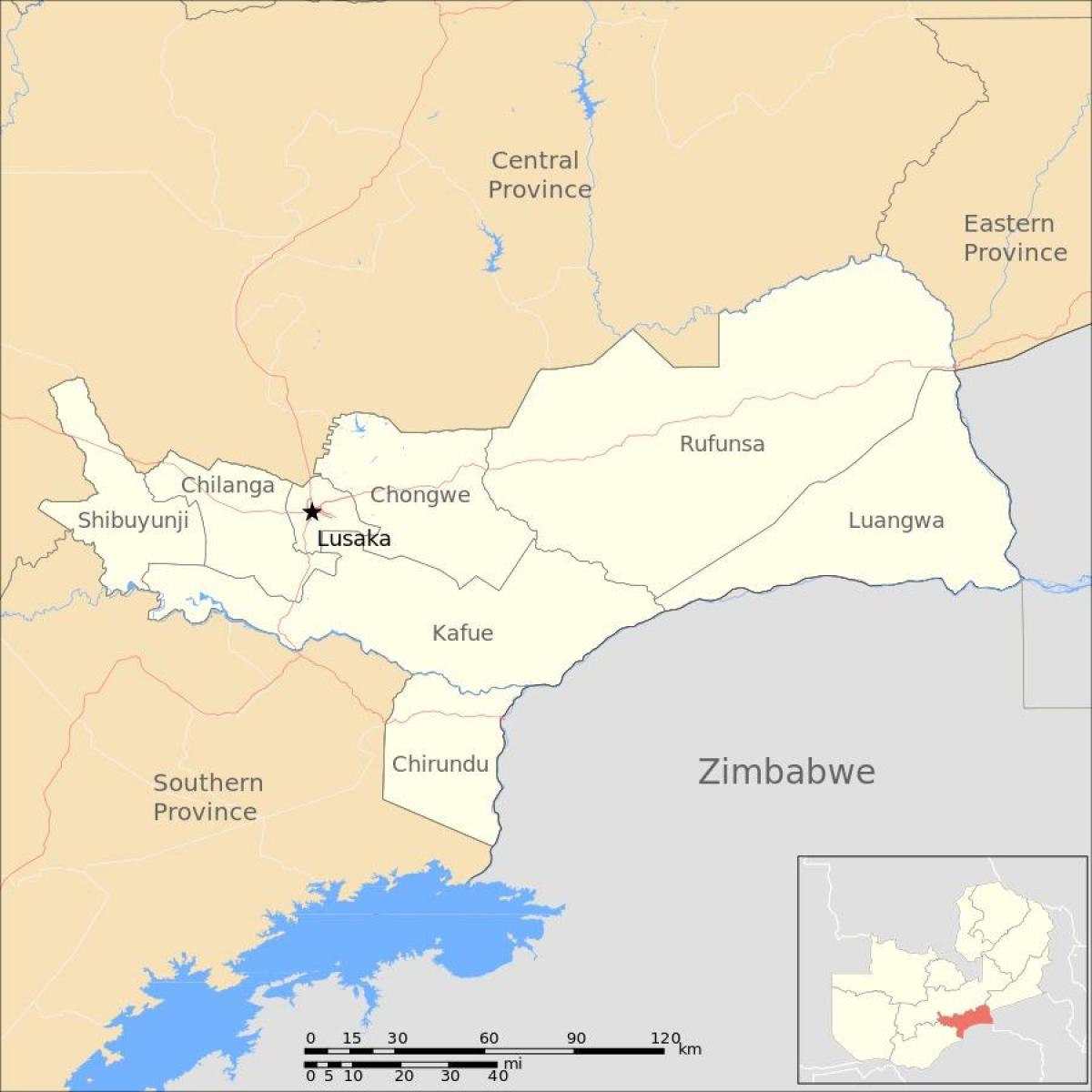 Lusaka Zambiya haritası 