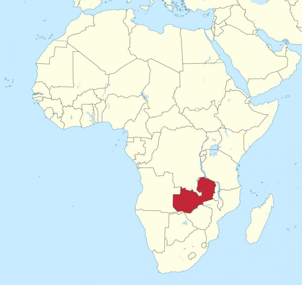 Afrika haritası Zambiya gösteriliyor 