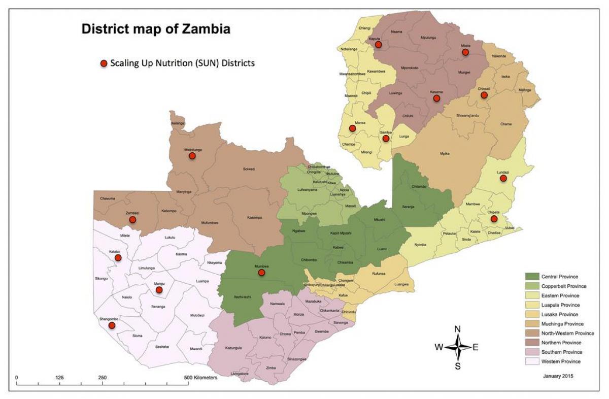 Zambiya ilçeleri harita updated 